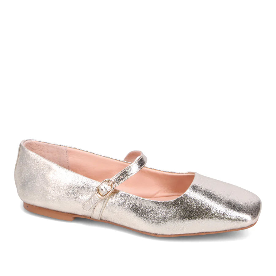 Mollini TOKENA Mary Jane Flats in Gold Crack Leather Crush Marketplace